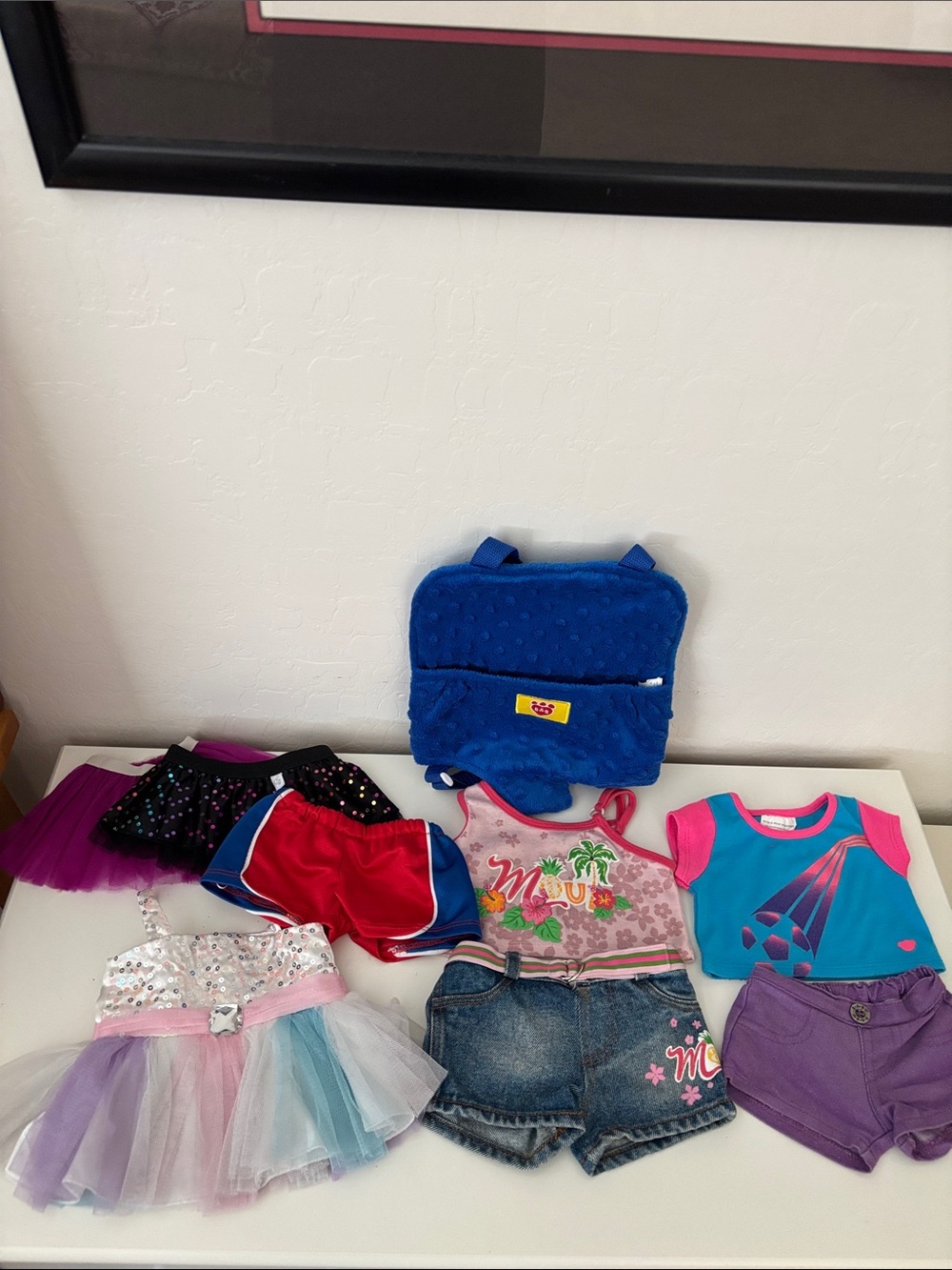 Build-A-Bear Clothes and a Blue Plush Carrier